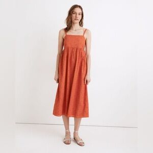 Madewell Orange Eyelet Summertime Cami Midi Dress Size X Small